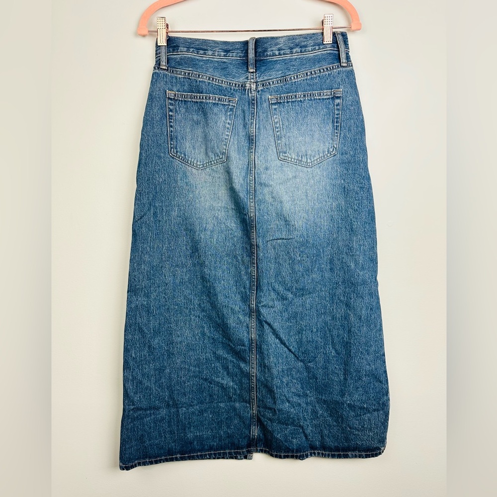 Uniqlo Classic Blue Midi Denim Front Slit Skirt Size 25 - Picture 4 of 7